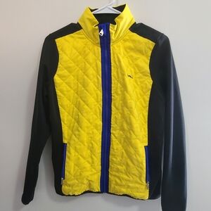LRL Ralph Lauren Active Quilted Colorblock Jacket Zip Up Black Yellow Women's M